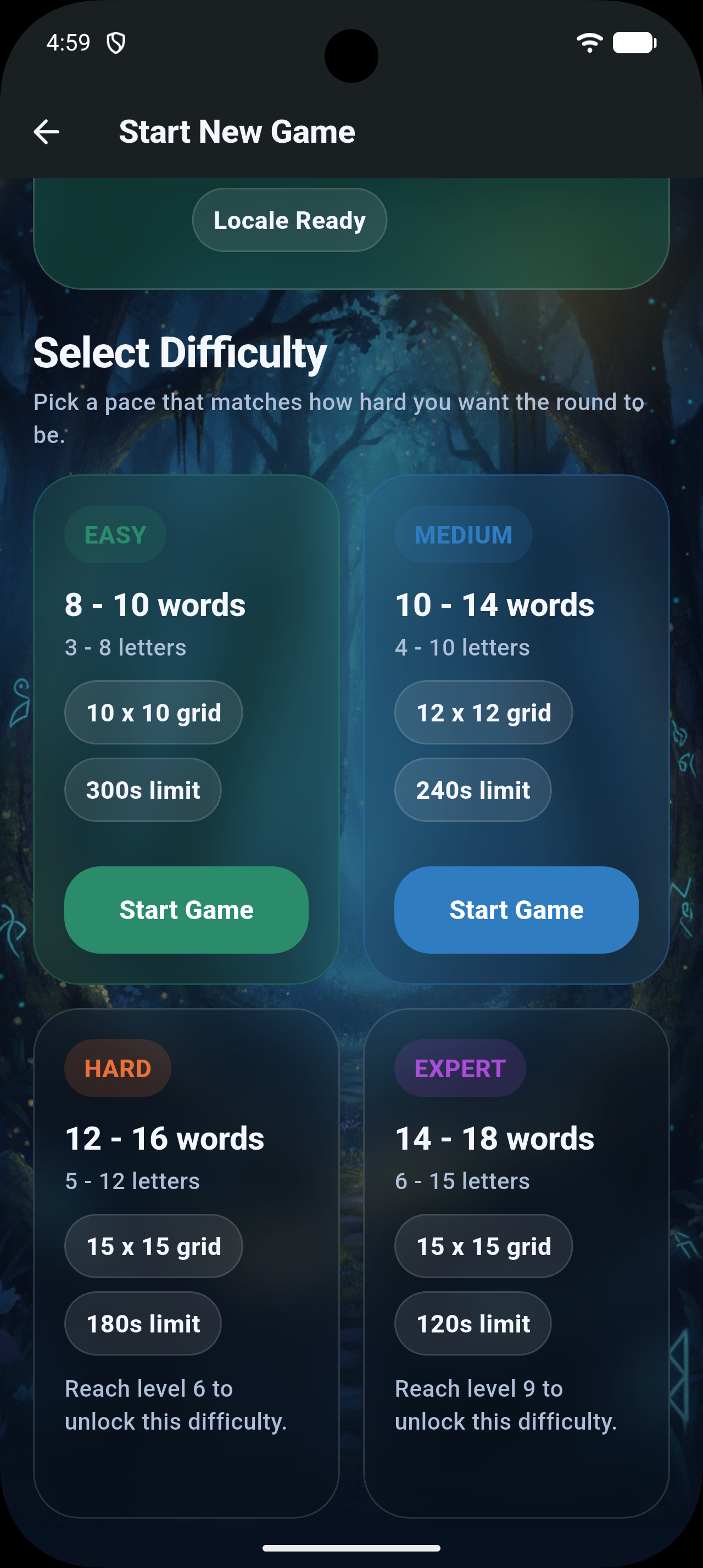 Another game menu screen from Ahenk Word Search
